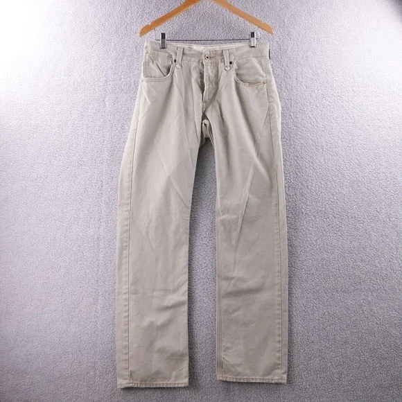 Vintage Tab Levis Mens Slim Straight Tan Twill Chino‎ Pants 32x32 Flap Pockets - Picture 2 of 9